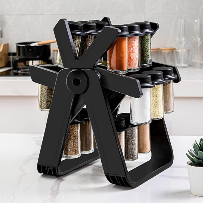 360° Rotating Rack with 18 Glass Spice Jar Set
