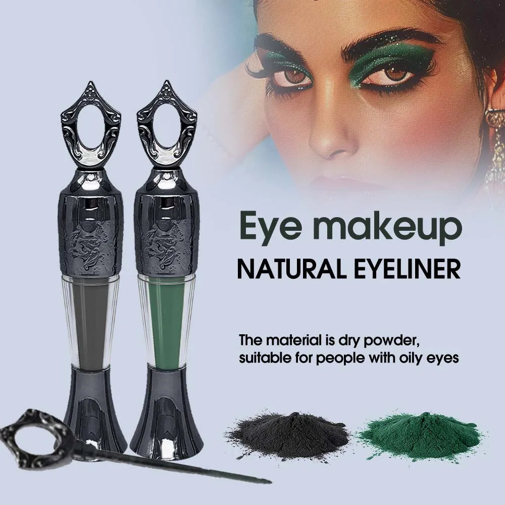 Retro Black Dark Green Kohl Powder Eyeliner