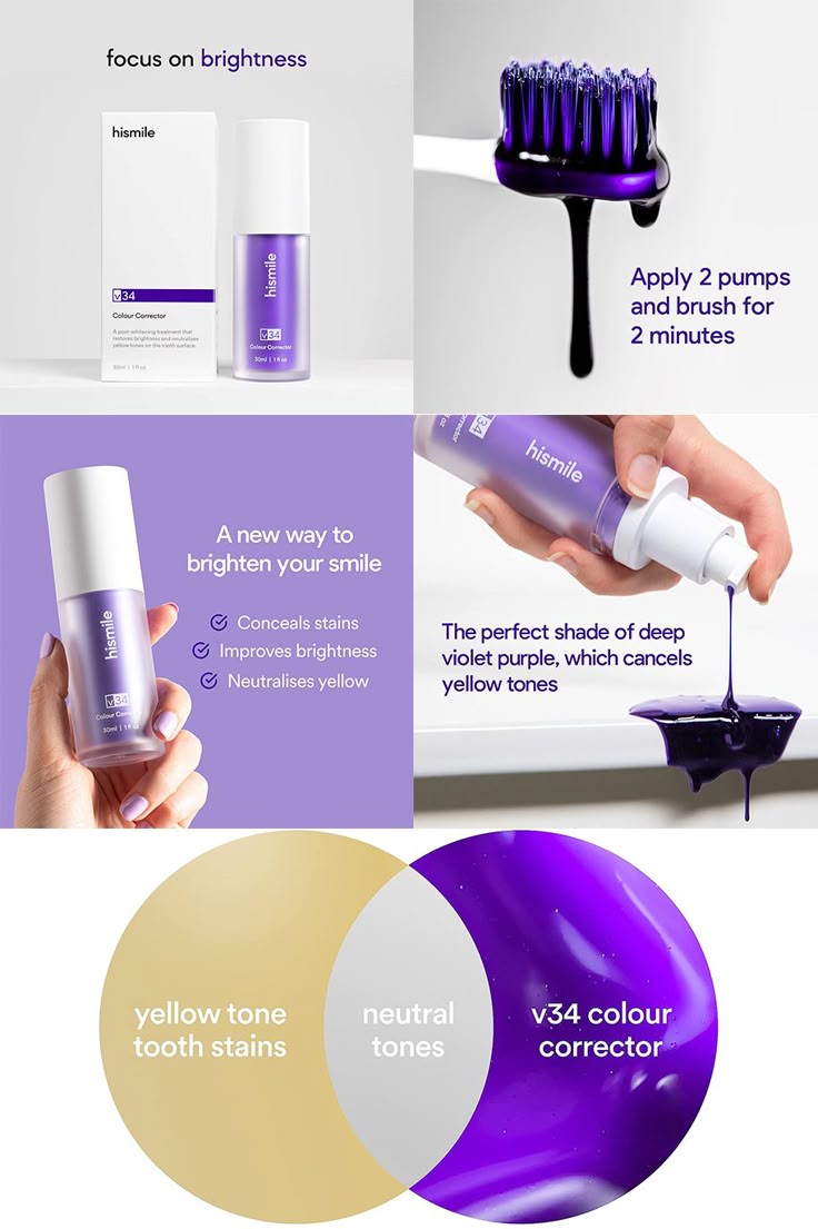 Hismile Purple Toothpaste for Teeth Whitening, Stain Removal and Colour Corrector