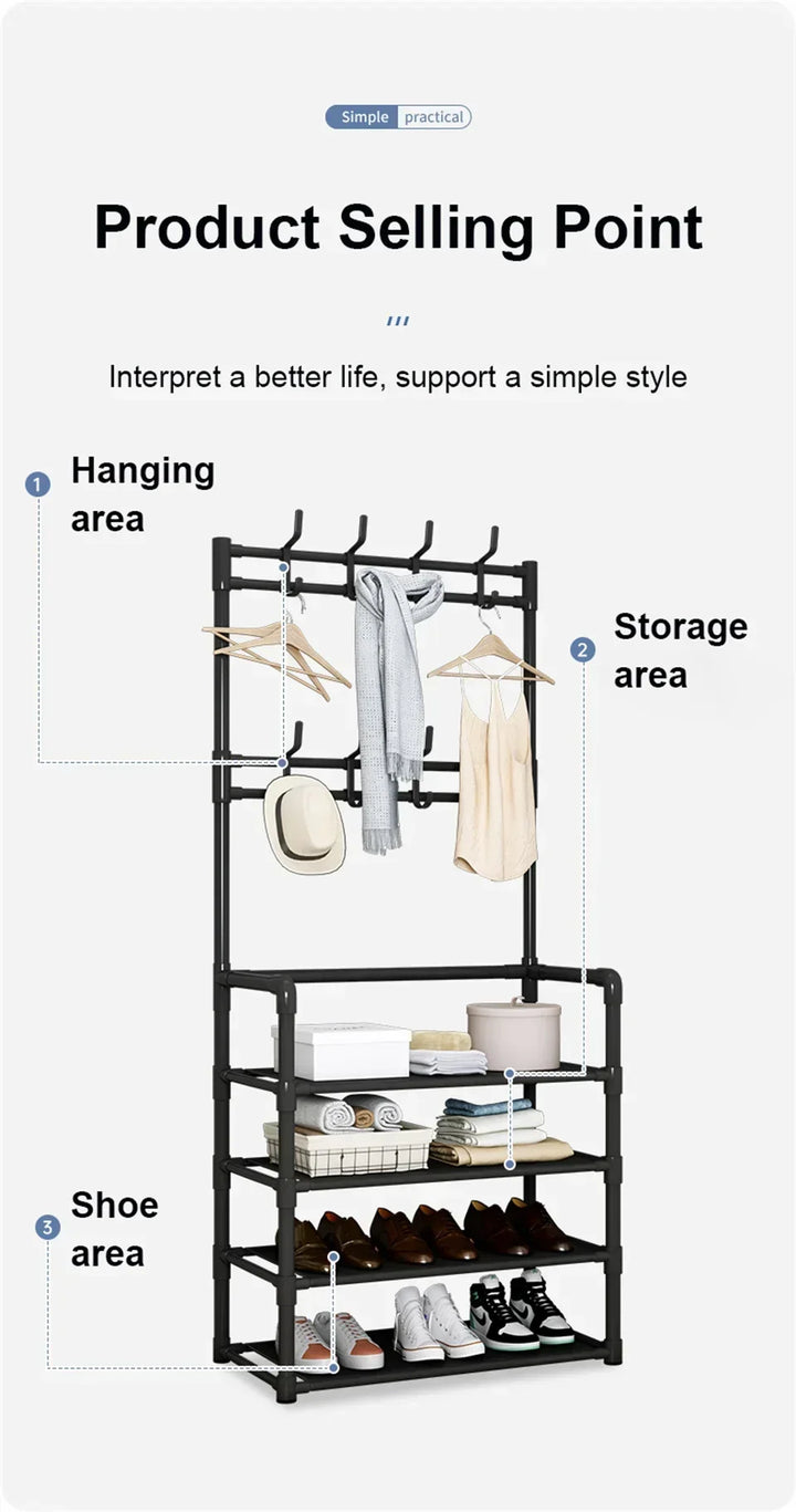 Multi-Layer Shoe Rack Coat Rack Storage & DIY Clothes Hanger