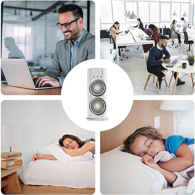 Double-Headed Rechargeable/USB Desk Air Cooler Night Light for Office Home