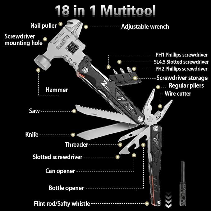 18 in 1 Multitool Professional Stainless Steel Hammer